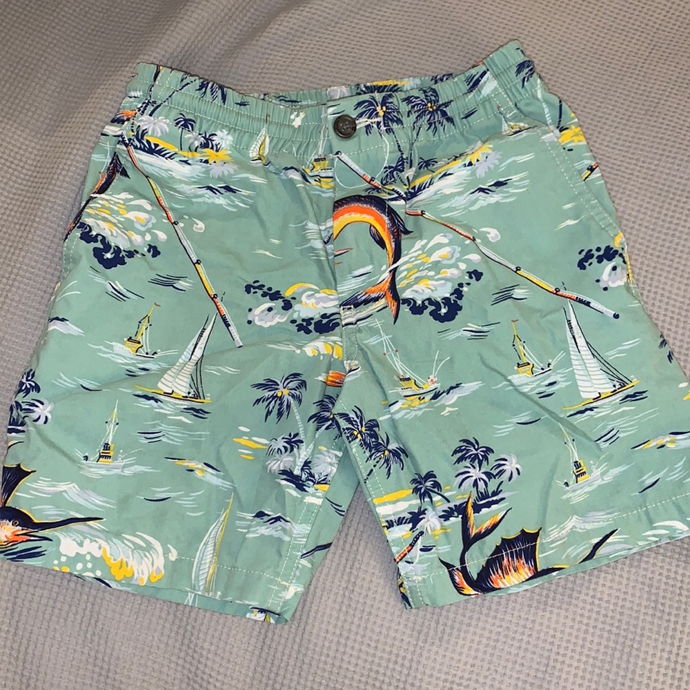 Polo Ralph Lauren Boy’s Nautical Tropical Marlin Sea Green shorts size S Small